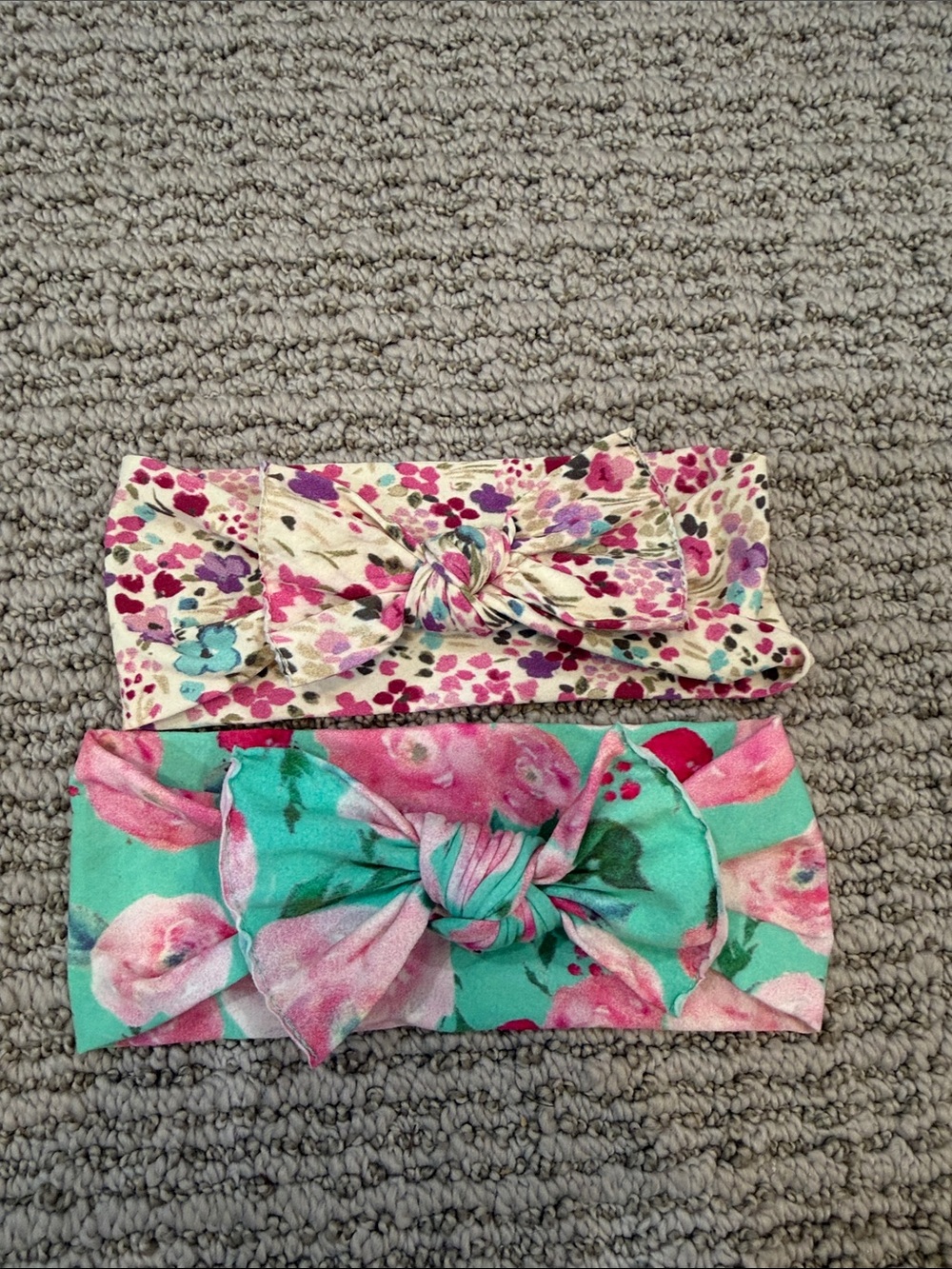 Floral Knot Headband Set in Pink, Teal & Cream - Kids